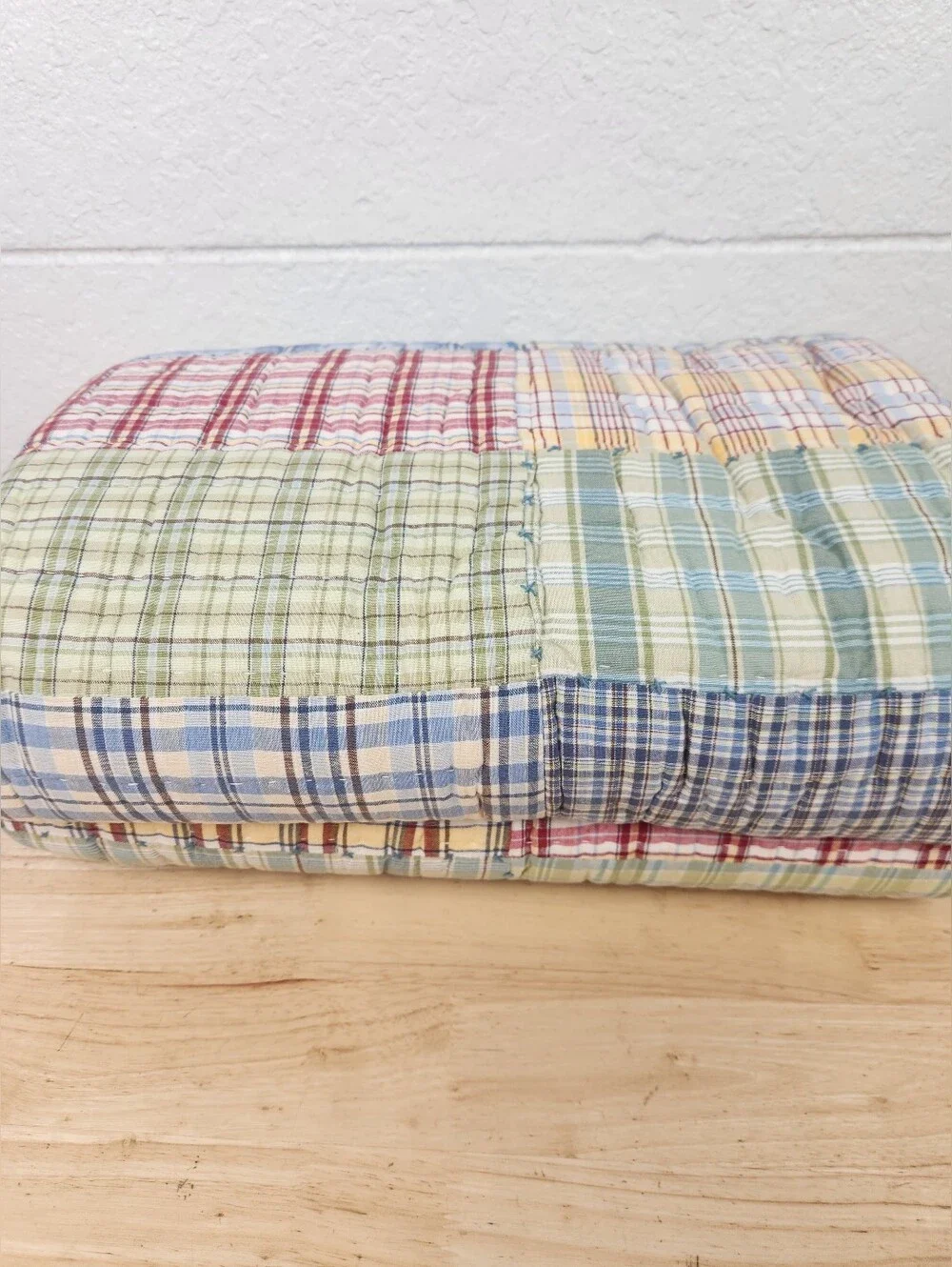 Pottery Barn Kids Laguna Plaid Patchwork Quilt Sz Twin Primary Colors Americana
